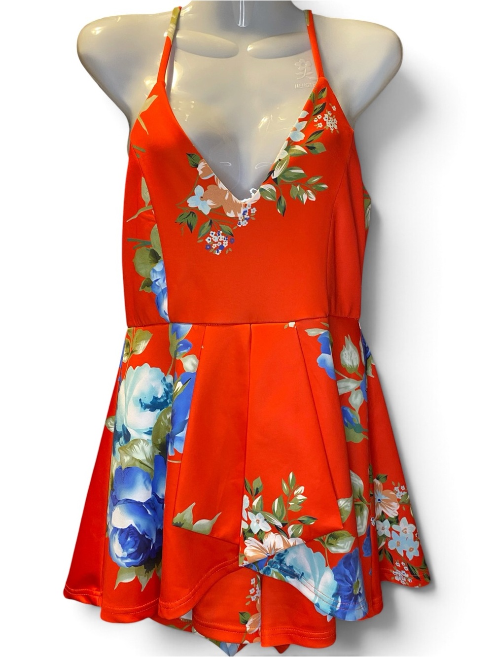 Forever 21 Red Floral Romper Dress